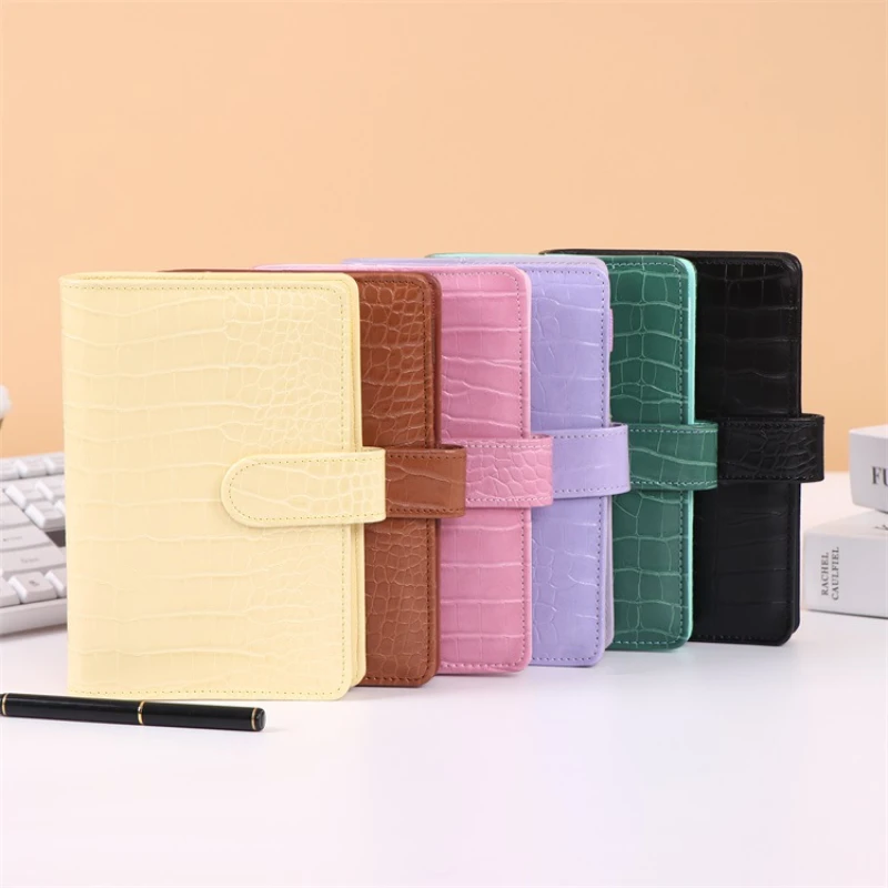 A5/A6 Crocodile Pattern Leather Macaron Color Notebook Business Office Meeting Notepad Student Handbook