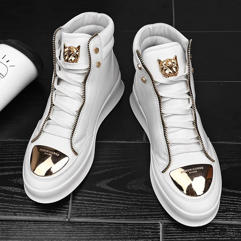 

New High Top Casual Shoes Men Sneakers Comfort Skateboard Shoes Leopard Platform Shoe Sport Training Shoes Men's Ankle Boots