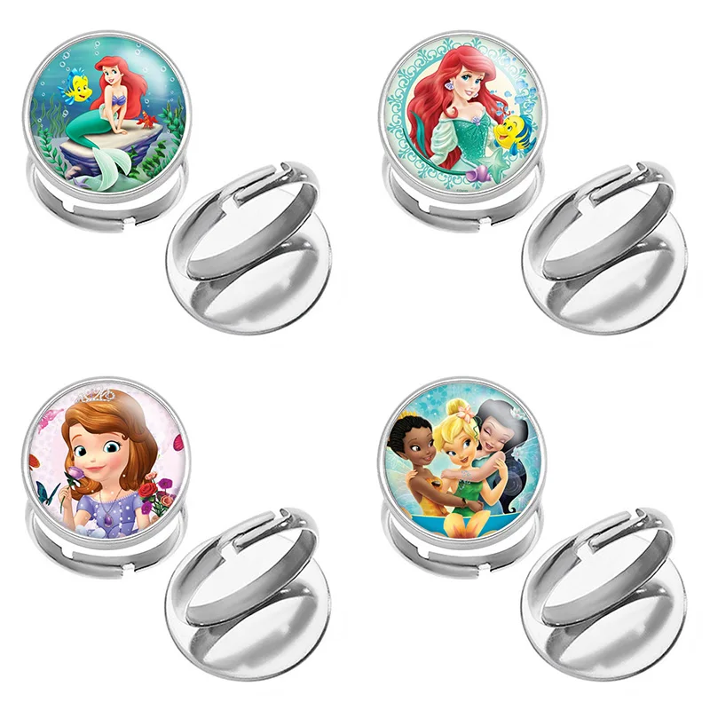 

Disney Rapunzel princess Stainless Steel Photo Glass Cabochon Ring Adjustable Gift J2080