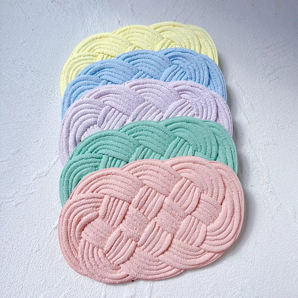 

Heat Resistant Oval Round Plaster Concrete Resin Tray Molds Knot Mat Trinket Plate Mould Woven Rope Coaster Silicone Mold