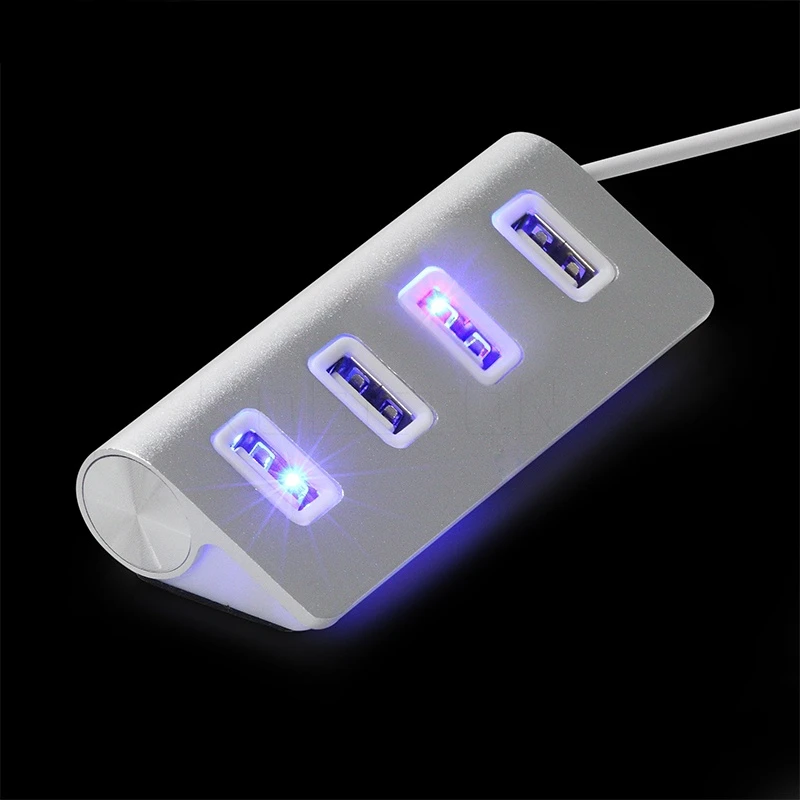 

kebidu USB 4 Port Expander LED High Speed HUB 2.0 Hub Splitter Switch Trapezoid Accessories For MacBook PC WIN 7/8 PC Tablet Ne