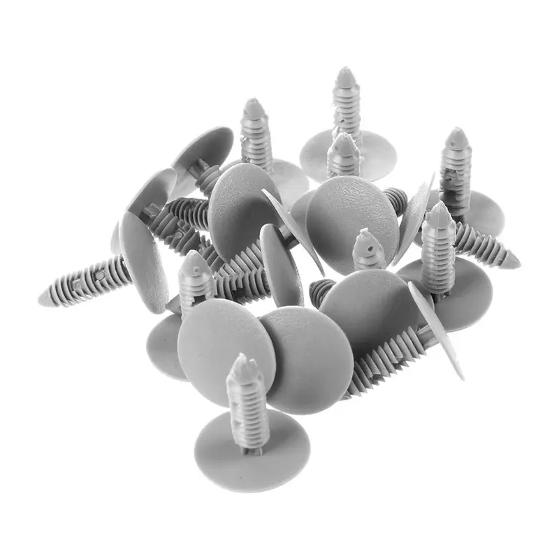 

HOT 20 Pcs Gray Plastic Car Trim Clips Rivet Fastener 6Mm Hole 26Mm Head