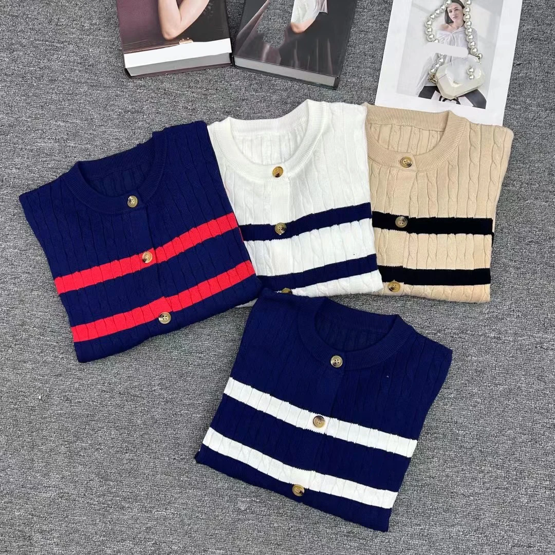 Женский вязаный кашемировый свитер в полоску с длинным рукавом