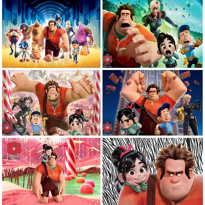 Фон для фотосъемки с изображением героев Диснея из аварии Ральфа мультфильма