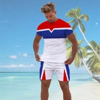 mens tracksuit 2 piece set summer solid sport streetwear suit short sleeve t shirt shorts casual trend man clothing oversized
