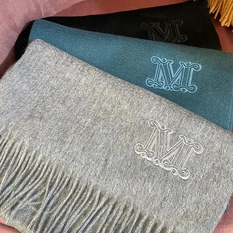 Длинный теплый толстый кашемировый шарф для женщин универсальная шаль 100%