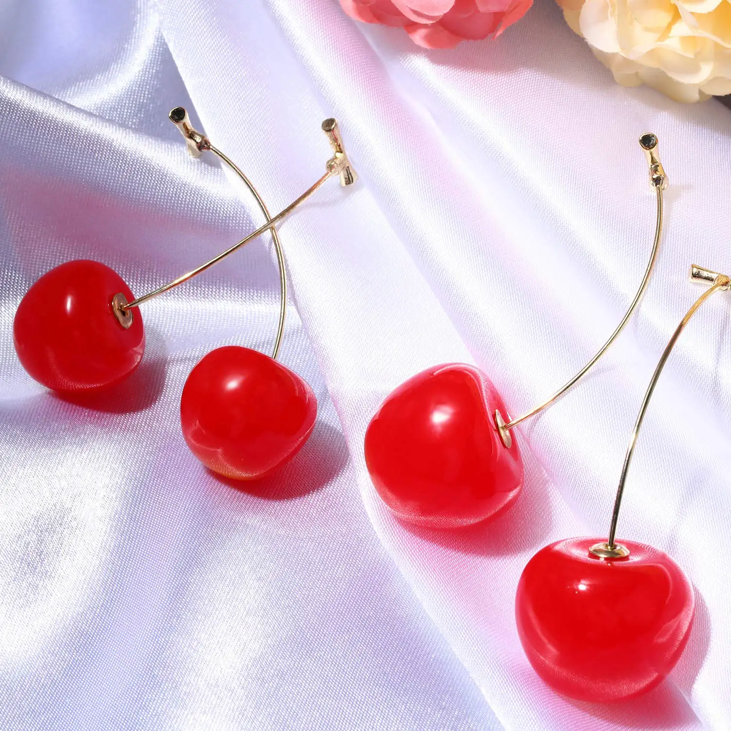 

Korean Style Girls Student Cherries Earrings Cute Sweet Gold Color Fresh Fruit Red Cherry Drop Earrings For Women Party Jewelry