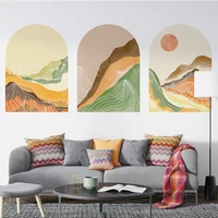 abstract sun mountain line contemporary arch wall decal removable vinyl arch wall sticker mural print living room home decor