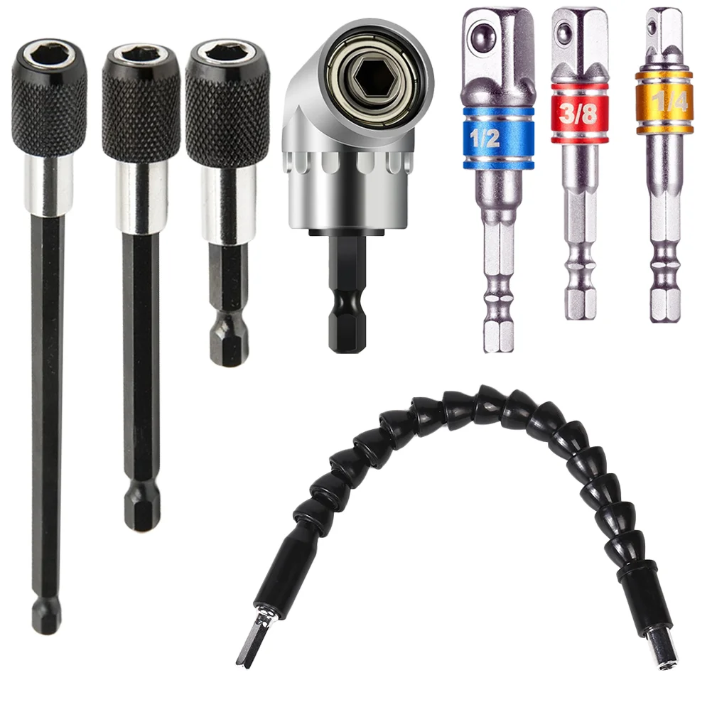 

1 Set of Right Angle Drill Adapter Extension Magnetic Bit Holder Drill Bit Extension Bit Holder