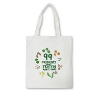 shoulder canvas shopping bag canvas bag vegan graphic print handbags women eco bags large capacity harajuku teacher handbag