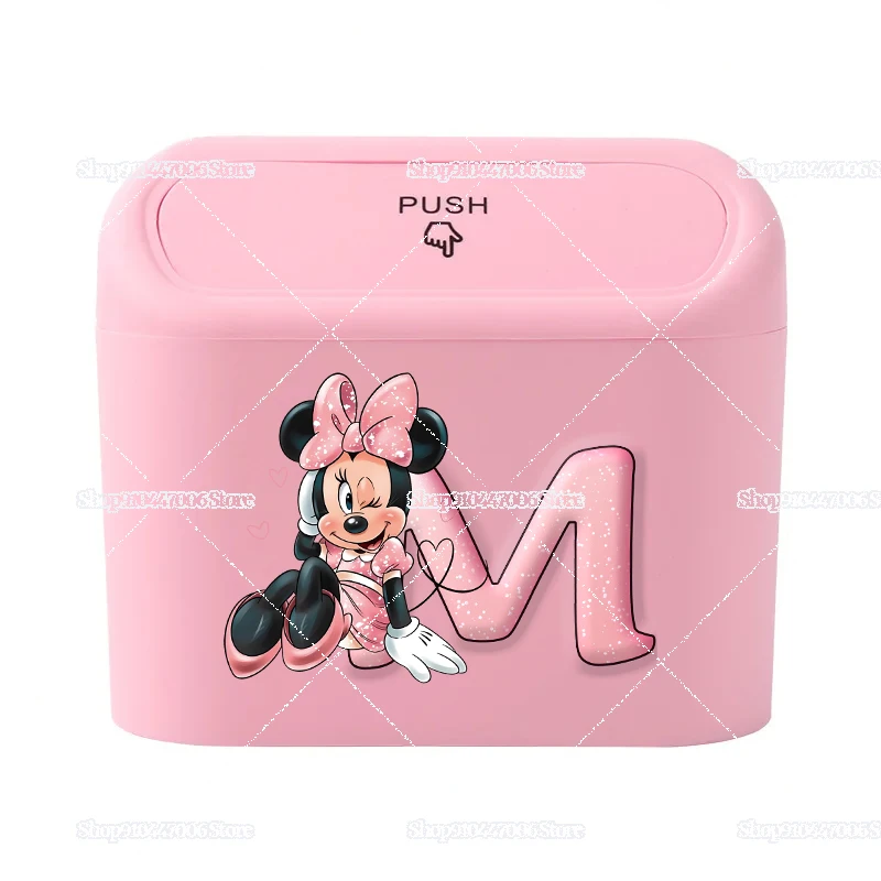 

Автомобильный мусорный бак с изображением Минни Маус, письмо Диснея A-Z, портативная настольная корзина для хранения мусора для девочек, водонепроницаемая мусорная корзина