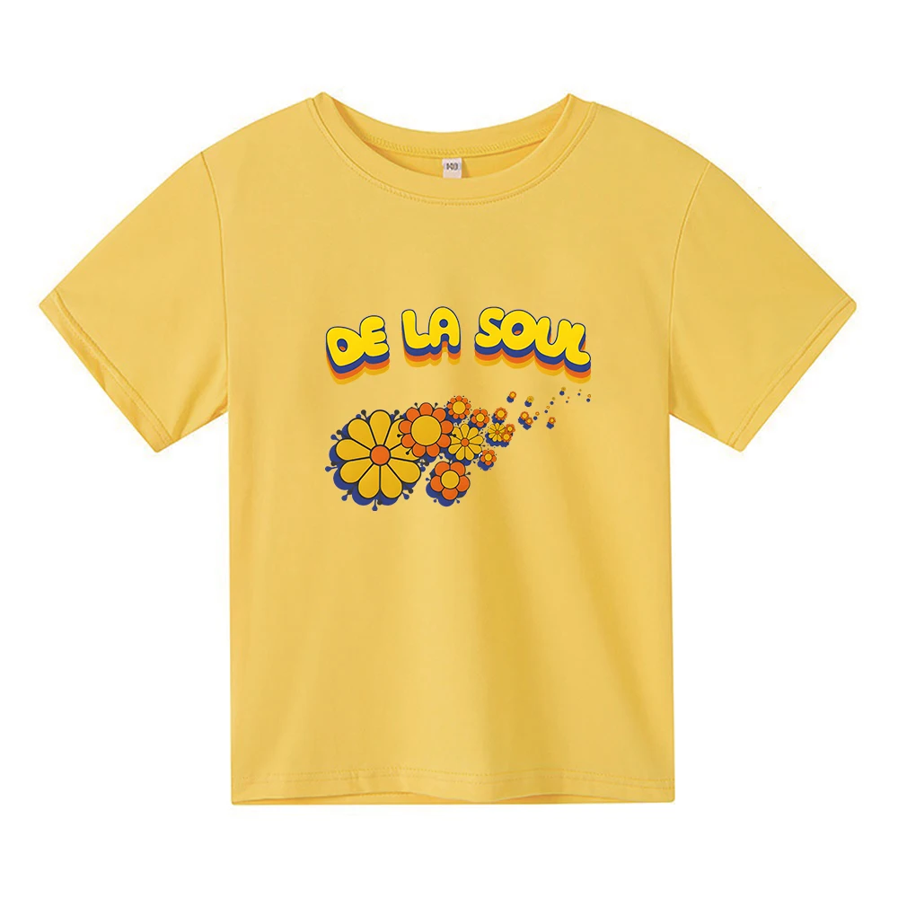 

De La Soul Flower Print T-shirt Short Sleeve 100% Cotton Children Tee-shirt Summer Kawaii Boys and Girls Tshirts Graphic Printed