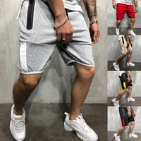 mens shorts summer fashion solid color stitching sports shorts mens casual lace up mid waist zipper straight shorts