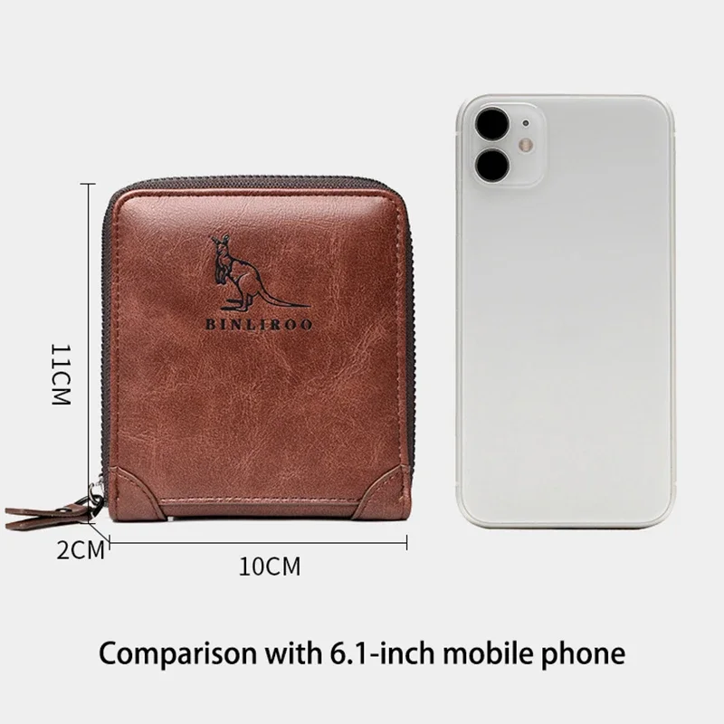 Кошелек мужской из экокожи кредитница на молнии с технологией RFID Портативный