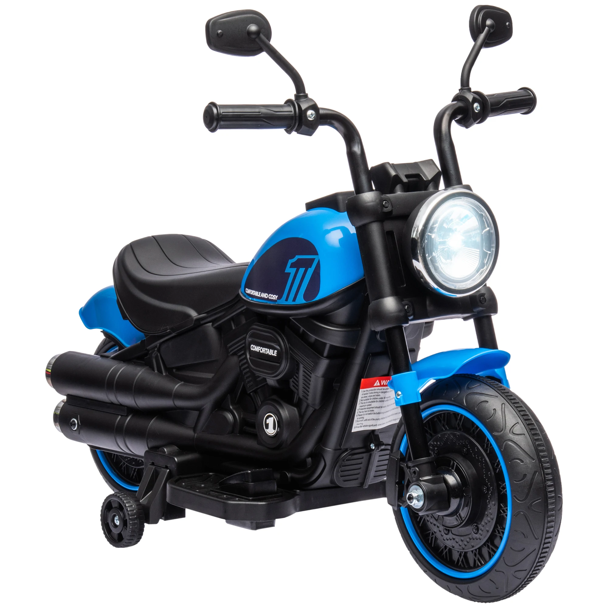 Moto eléctrica para niños 18‑36 meses, batería 6 V, faro y ruedas auxiliares