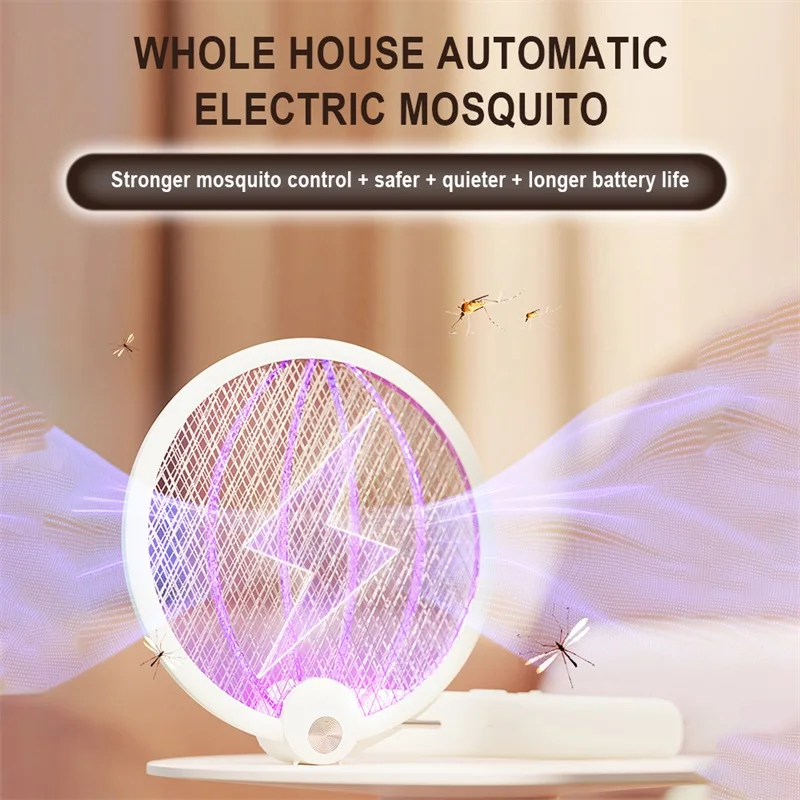

4 IN 1 Multifunction Foldable Electric Mosquito Swatter Wall-mounted Handheld Recharge Mosquito Fly Trap Adjustable Bug Zapper