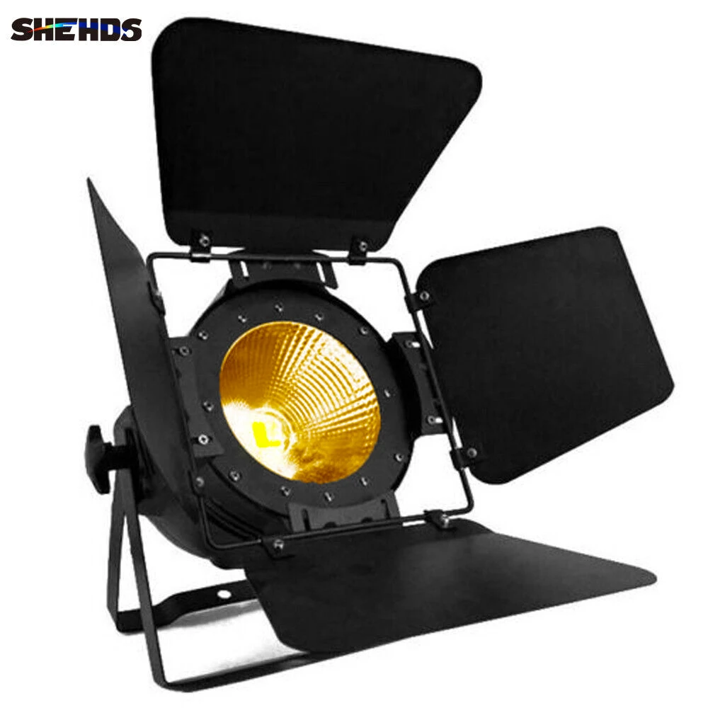 SHEHDS LED Par COB 200W Cool Warm/RGBW+UV 6in1 Light DMX512 LED Lamp Stage Lighting Concert Productions With Barn Doors