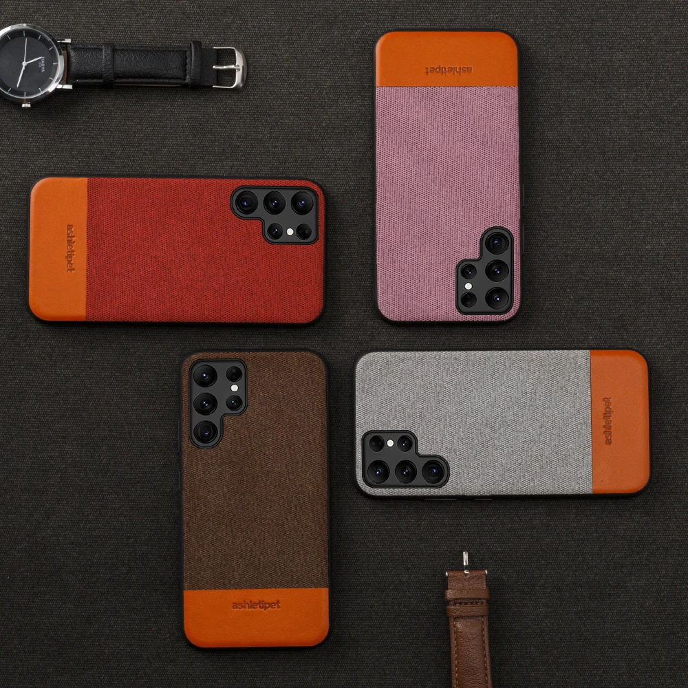 Canvas + Leather Cover Phone Case for Samsung Galaxy S23 S22 Ultra Note 20 10 S21 S20 FE S9 S10 Plus a52s A34 a54 A53 5g A52 A51