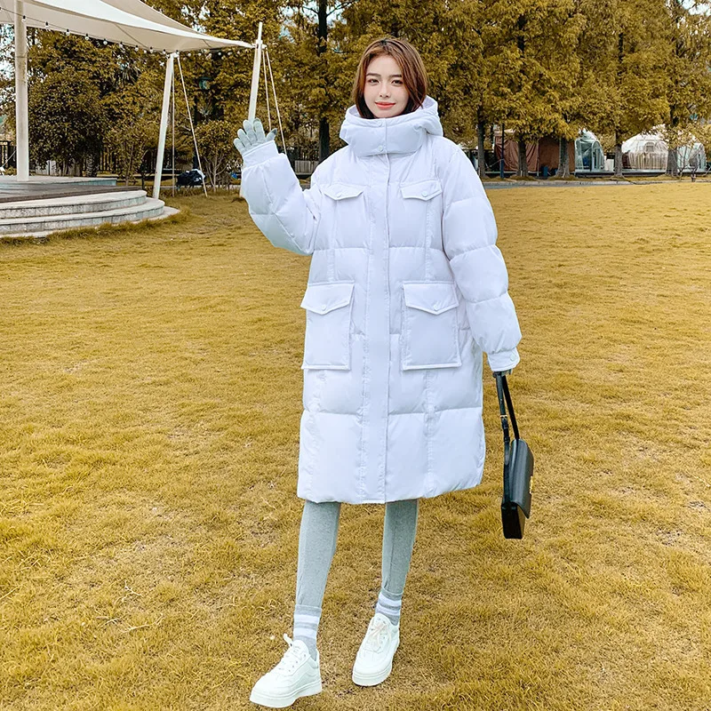 Hooded Down Jacket Winter Plus Size Women Korean Version Red Long Lightweight Thermal Warm Windproof Fluffy Soft Jackets Coat enlarge