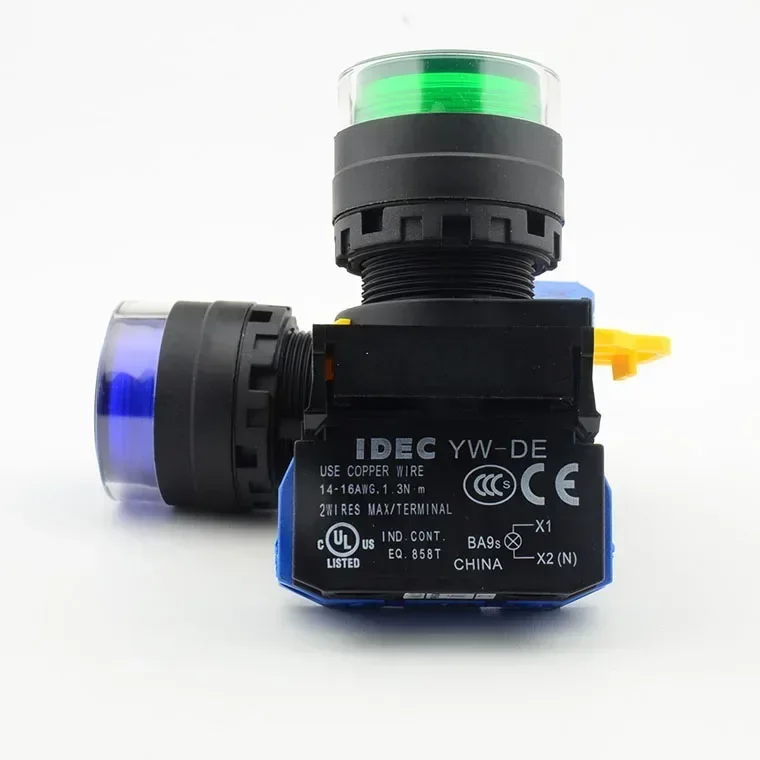 Новая кнопка пружинного освещения IDEC и YW1L-MF2E10Q4G R (YW-DE) 22 мм самосброс DC24