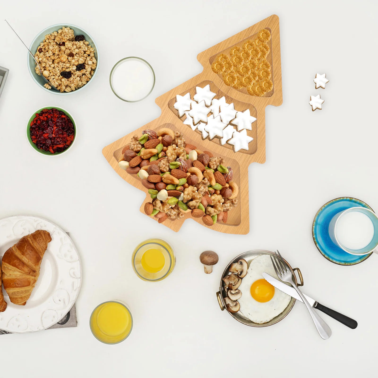 Поднос для рождественской елки тарелка еды деревянные тарелки суши орехи