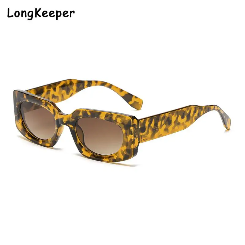 

Очки солнцезащитные женские квадратные, винтажные Роскошные брендовые маленькие прямоугольные солнечные очки с чёрным леопардовым принтом, с градиентными линзами, Y2K