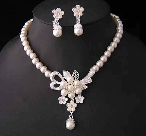 Роскошное изящное жемчужное ожерелье-цепочка женская подвеска серебряного цвета свадебные серьги-подвески для женщин