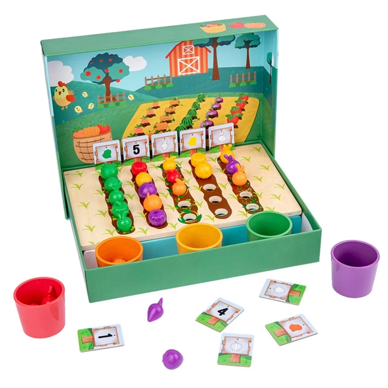 

Simulation Fruit Vegetable Farm Board Puzzle Toy Fun Planting Game Sensory Enlightenment Toy Preschool Educational Gift