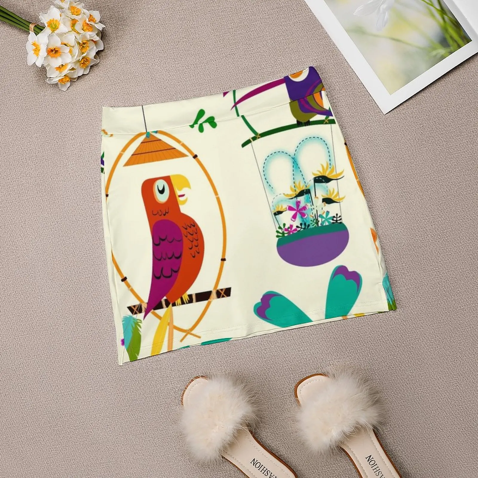 Винтажная Современная юбка с птицами Женская мода 2022 юбка-брюки мини-юбки