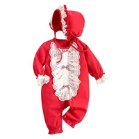 %c2%a02pcs cute romperhat%c2%a0baby girl clothes red jumpsuit lace romper toddler newborn outfits set ifant%c2%a0hot sale%c2%a0long sleeve top