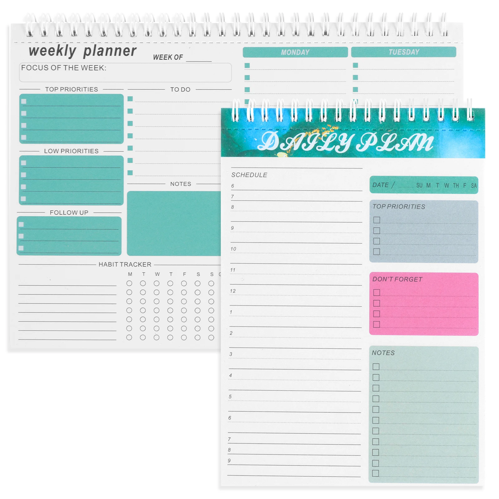 

Daily and Weekly Planner Portable Daily Planner Pad Coil Binding Weekly Planning Pad Practical Daily Planner Notepad To Do List