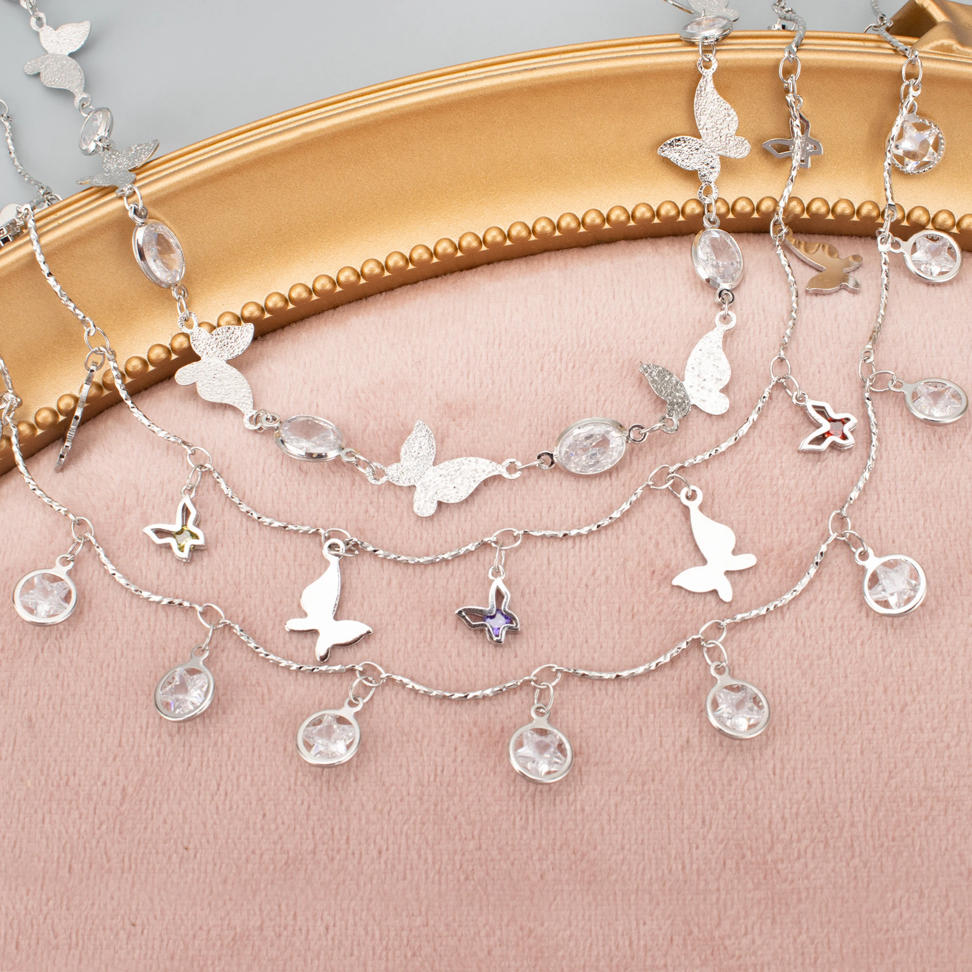 GUFEATHER C353 цепочка 18k покрытие золотом и родием медь никель без циркона шармы