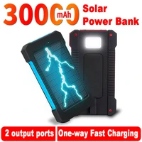 30000mah solar power bank pd15w fast charging waterproof external battery with flashlight for outdoor traveling xiaomi iphone
