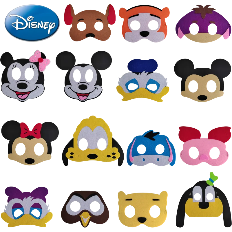 

New 15Pcs/Set Disney Mickey Minnie Donald Duck Kids Anime Figure Felt Mask Eye Mask Birthday Party Decoration Cosplay Party Mask