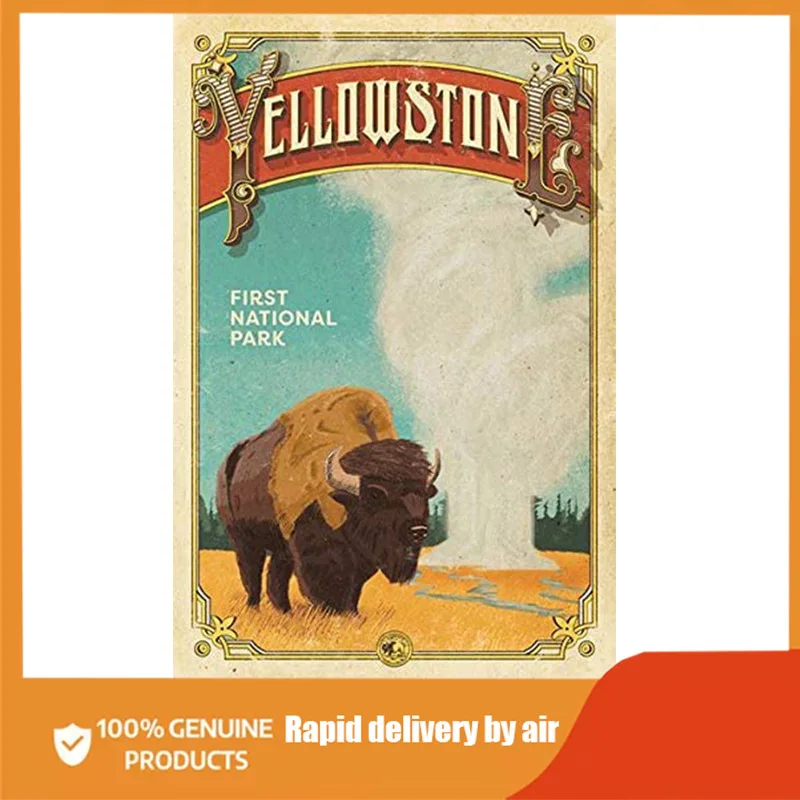 

Vintage Metal Tin Sign Yellowston First National Park Bison for Home Bar Pub Kitchen Garage Restaurant Wall Deocr Plaque Signs