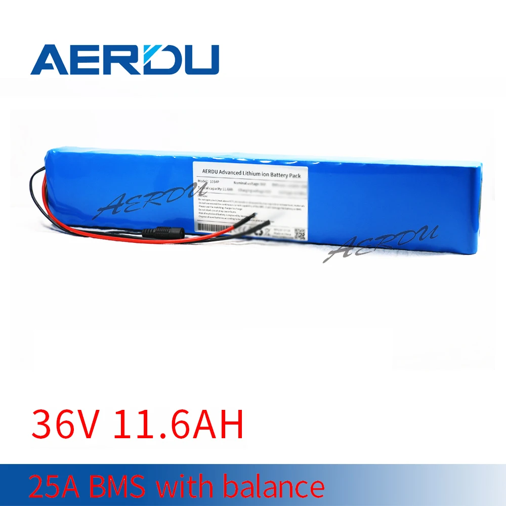 

AERDU 36V 11.6Ah 10S4P 18650 Li-ion Battery Pack 2900mAh Cells for Motor Scooter Vehicle Bicycle Golf Cart Electric DC+XT60 600W