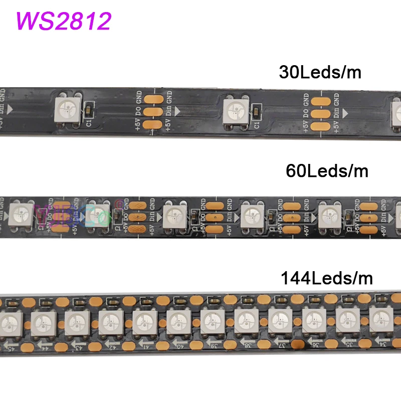 Умная Светодиодная лента WS2812B WS2815 WS2812 5 В 12 30 60 144 светодиодов на метр SMD 5050 RGB