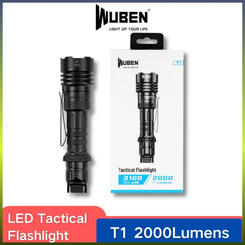 WUBEN T1 Tactical LED Flashlight LUMINUS SST40 LED 2000Lumens Type-c Rechargeable With 18650 Battery Troch Lantern