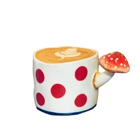 cartoon cute mushroom cup coffee cup ceramic mug office home breakfast cup creative hand painted mug for friends and relatives