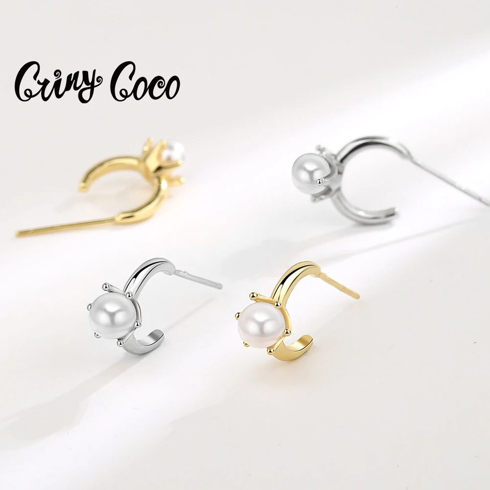 

Cring Coco Gold Color C Earrings Korean Fashion Pearl Earring Woman Earings Drop Earring Jewelry for Women Valentines Day Gift