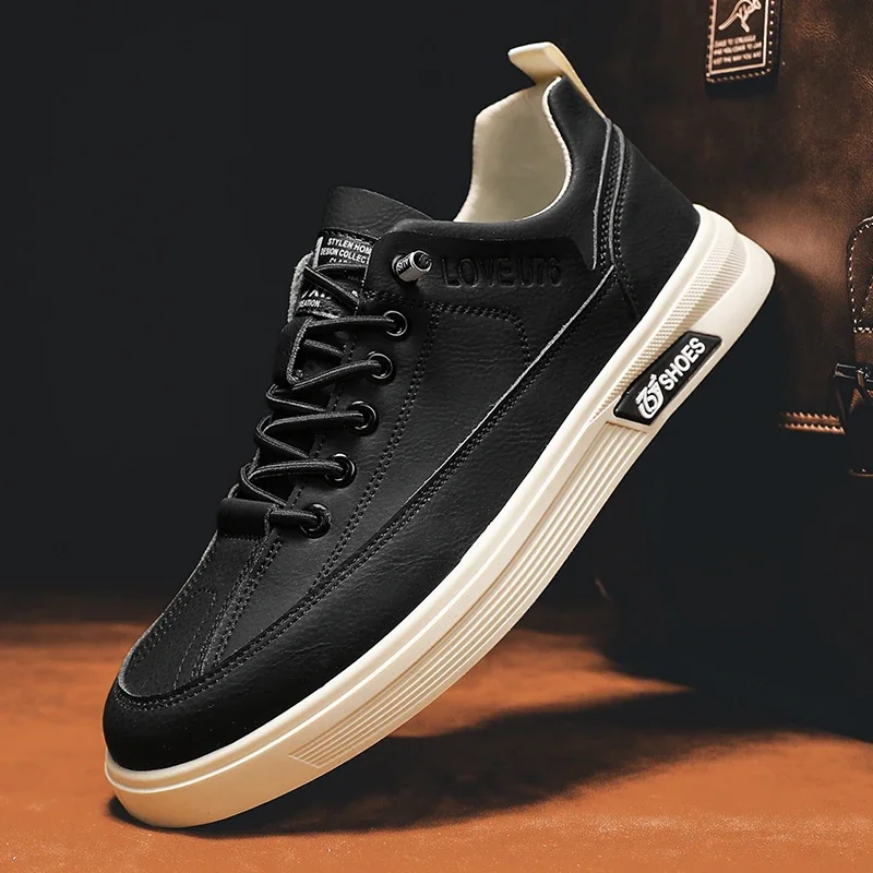 

Кроссовки мужские кожаные на платформе, повседневная обувь, лоферы, для походов, скейтборда, спорта на открытом воздухе, дизайнерские, люксовые, для тенниса, на плоской подошве