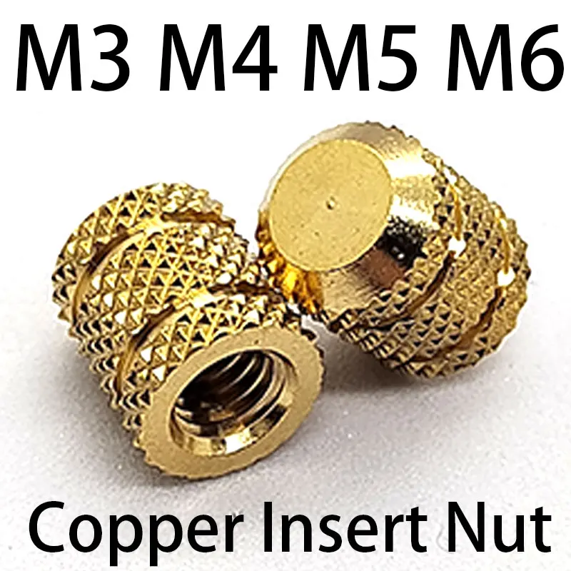 M3 M4 M5 M6 Латунный нагревательный набор Резьбовые вставки Гайки Глухие отверстия Литье под давлением Горячий плав Встроенная вставка с накаткой Медная гайка