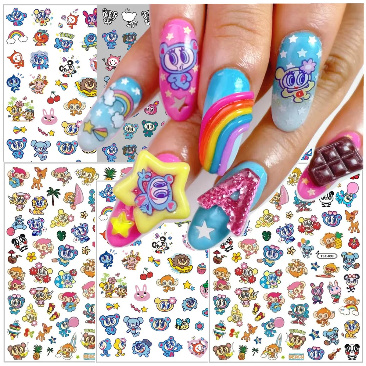 エンジェルブルーポップかわいいメゾピアノ 3d ネイルアートステッカーデカールネイルシルダーアニメたまごっち TSC-034N