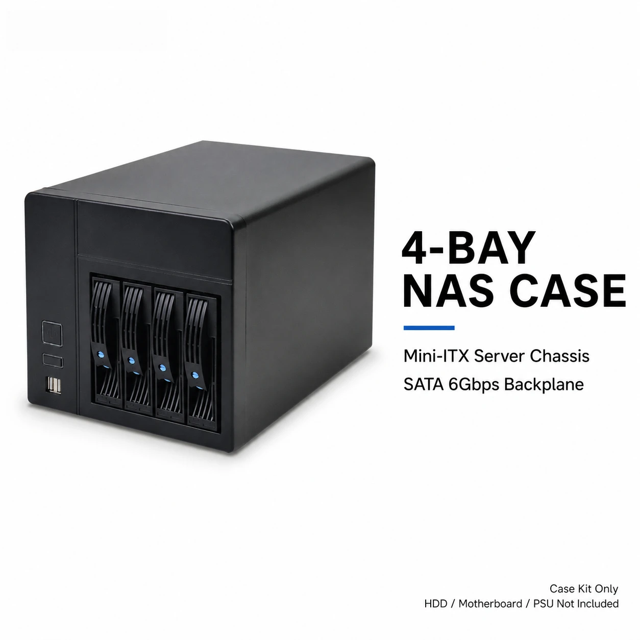 Фото Корпус NAS-4 на 4 отсека, серверный корпус Mini ITX, задняя плата SATA 6 Гбит/с, съемные лотки для 3,5-дюймовых HDD, поддержка блока питания Flex 1U №1