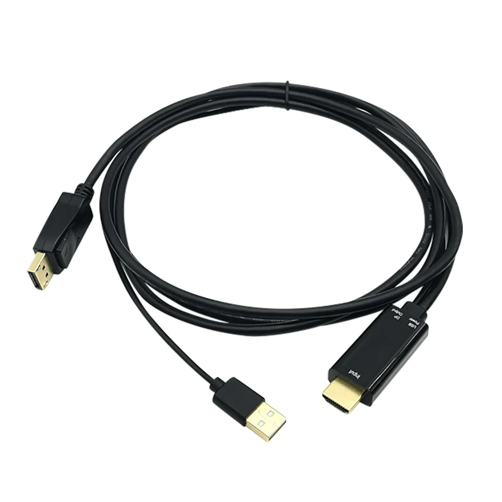 

4K Video Adapter Cable USB Power Supply Displayport Cable HD USB Gaming Monitor Connector Cord HDMI-Compatible to DP