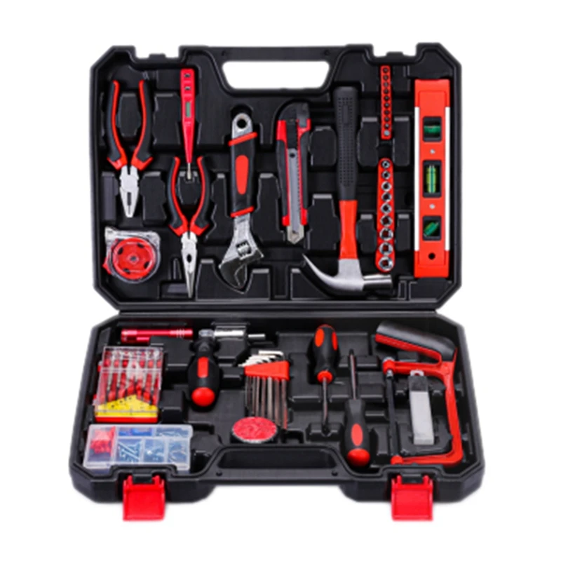 110Pcs Household Repair Hardware Tool Set All Purpose Hand Tool Kit With Portable Toolbox For Home Apartment Dorm