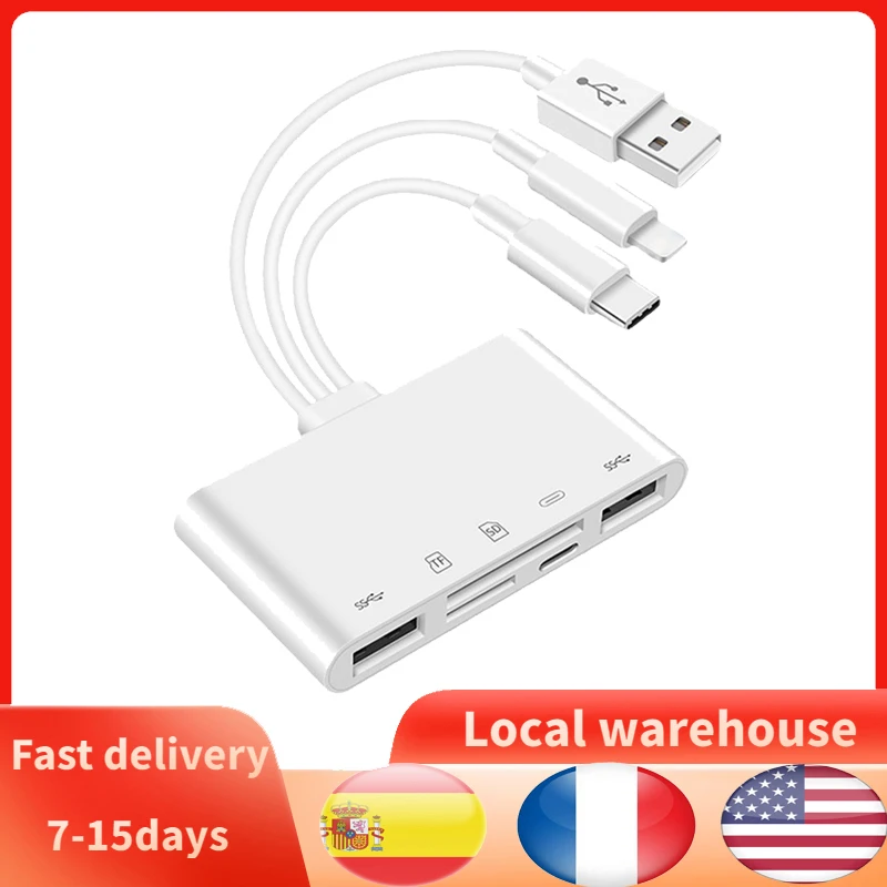 

USB-концентратор 5 в 1 для iPhone, Android, планшетов, SD/TF карт