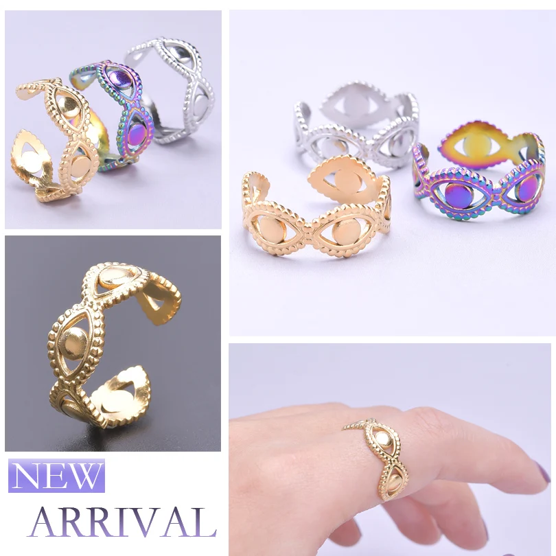 

2023 Fashion Charm New Jewelry Eye Stainless Steel Women Unisex Finger Ring Personality Adjustable Open Ring Party Accessories