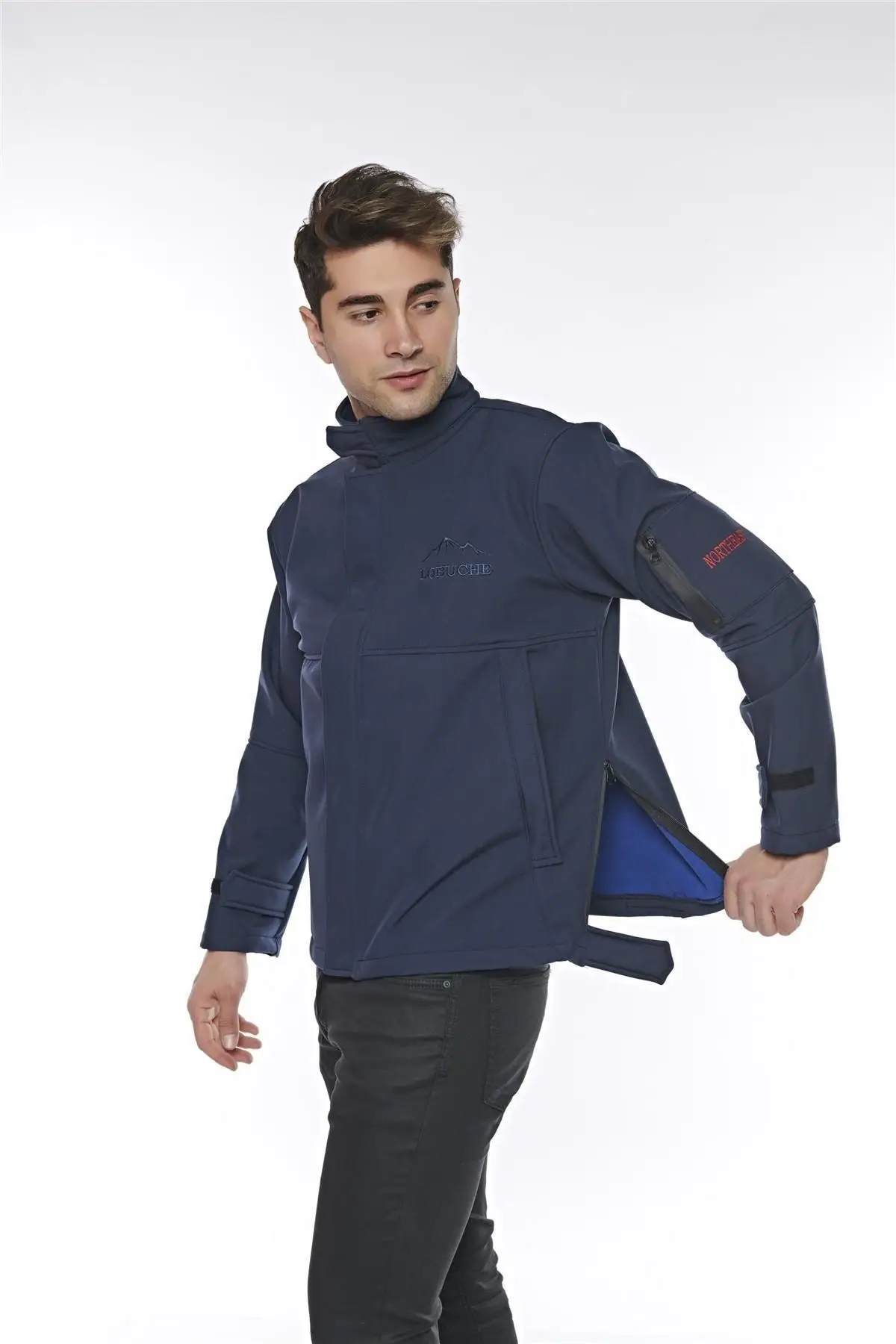 Men's Navy Blue will Wind Resistant Softshell Coat Lbh001