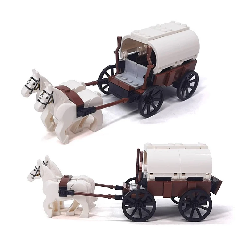 MOC Middle Age Chariot Building Blocks Western Carriage Transport Vehicle Models Children's Assembled Brick Toys Birthday Gifts